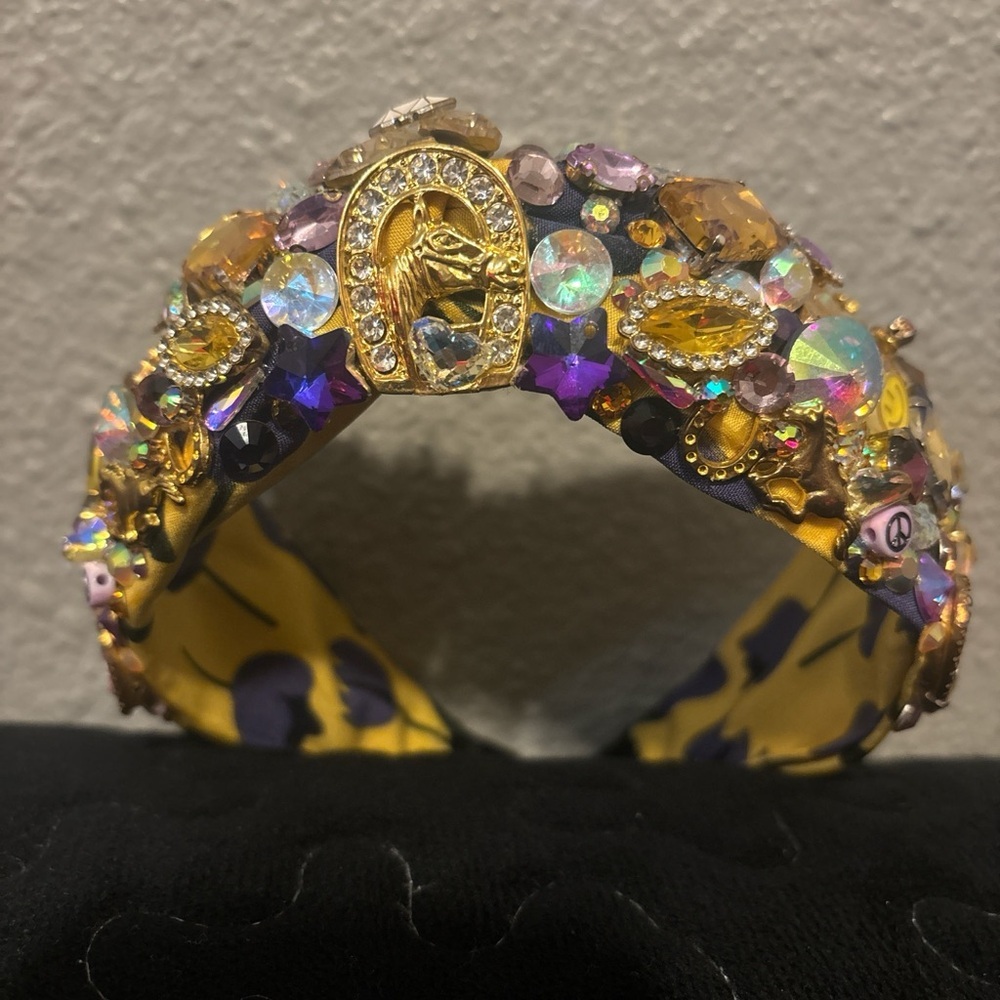 Elegant Floral Yellow and Purple Headband - Picture 3 of 17